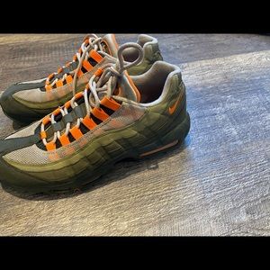 olive green and orange air max 95